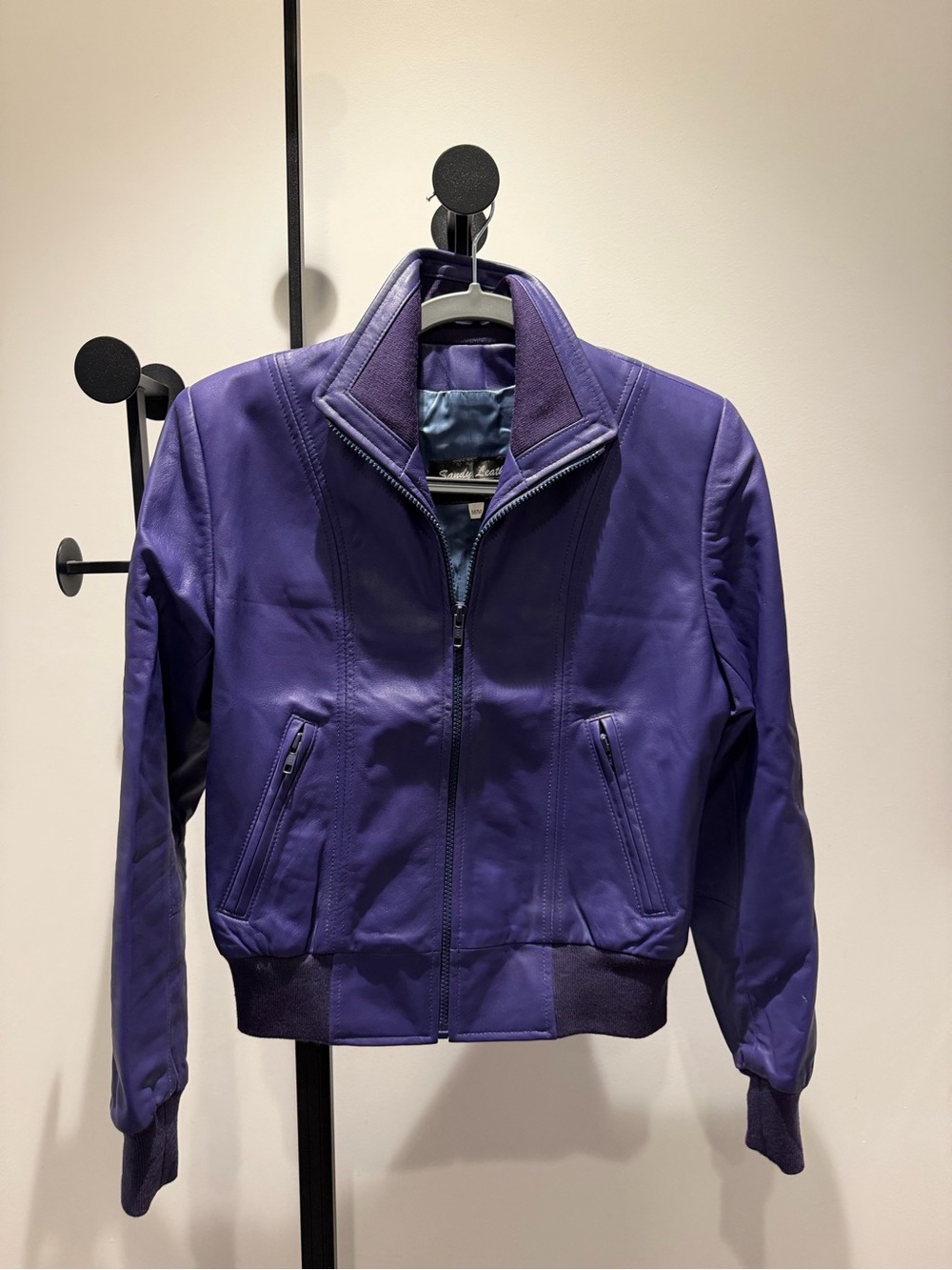 Purple Leather Bomber Jacket - Unbranded
